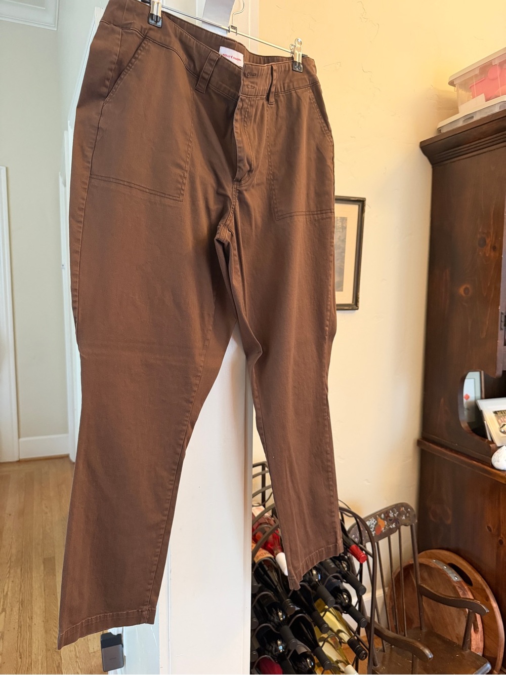 High-Rise Brown Utility Trousers